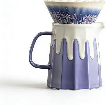 Lavender Ceramic Pour Over Coffee Maker Set, Procelian Coffee Dripper Brewer Heat Resistant Coffee Pot Decanter ACM08L