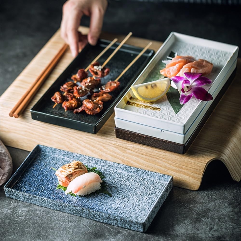 Plato rectangular para sushi comercial plano japonés decorativo (A)
