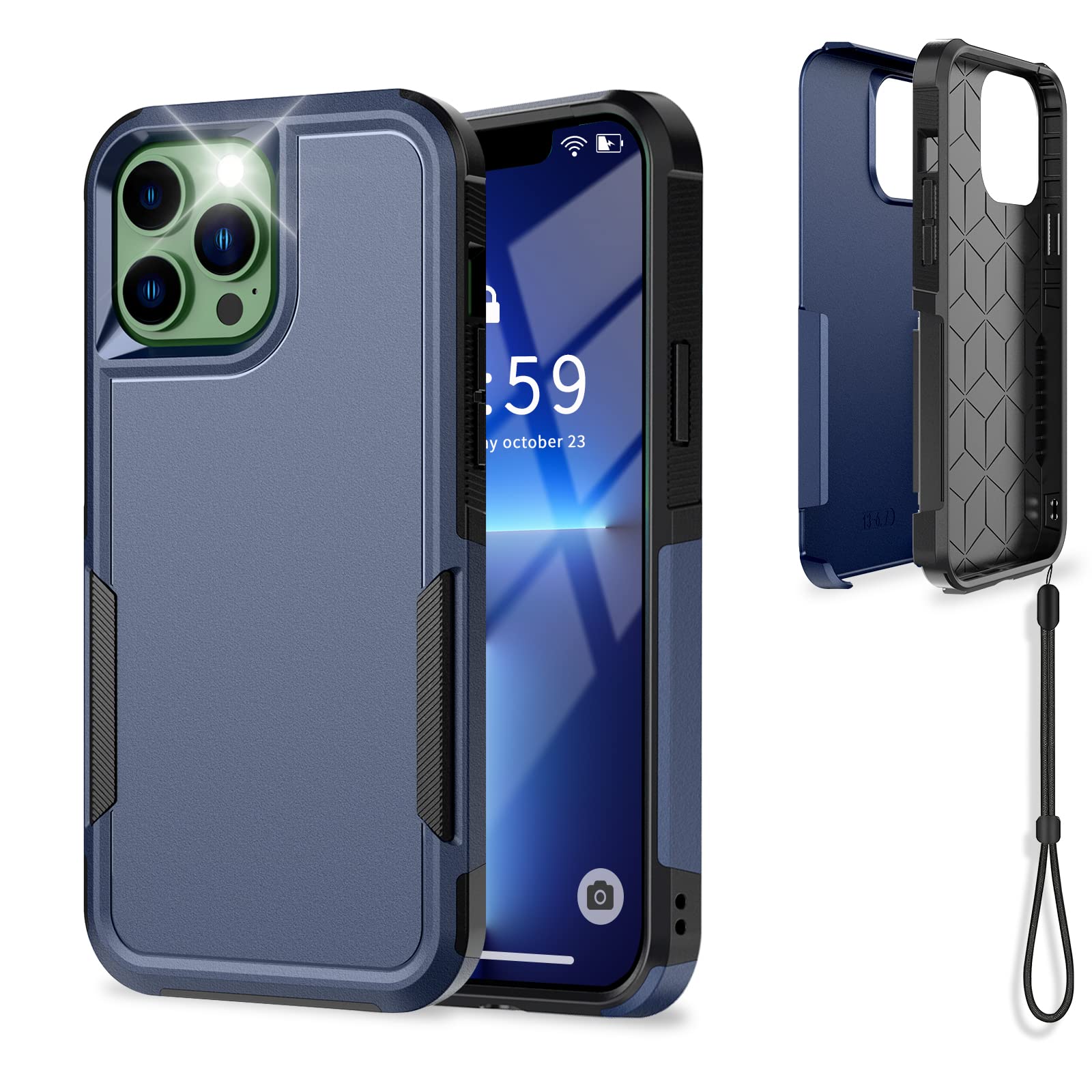 UNITEDTIME Compatible with iPhone 13 Pro Max Case Drop Protection Rugged Shockproof/Dust Proof Military Protective Tough Phone Cover for Apple iPhone 13 Pro Max (Navy Blue)