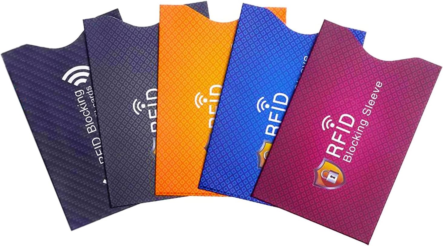 RFID Blocking Sleeves, [5 Pack 5 Color] [TÜV Certification] Anti-Theft Credit Card Protector RFID & NFC Contactless Card Security Holders Prevent Identity Theft for Credit, Debit Cards, Passport