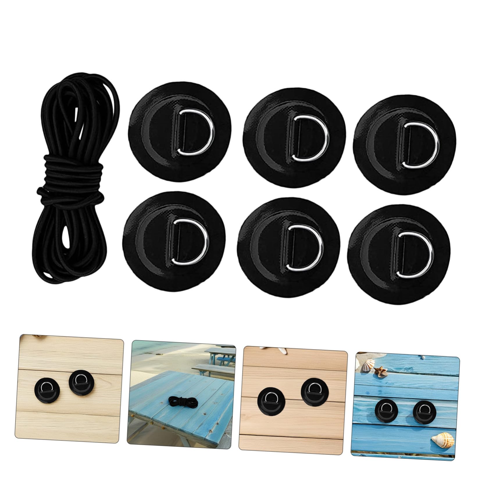 PRETYZOOM 2 Juegos Anillas D de Acero Inoxidable para Kayak Inflable Kit de Cuerdas Elásticas con Parche de PVC Antideslizante Accesorios para Tablas de Paddle Surf y