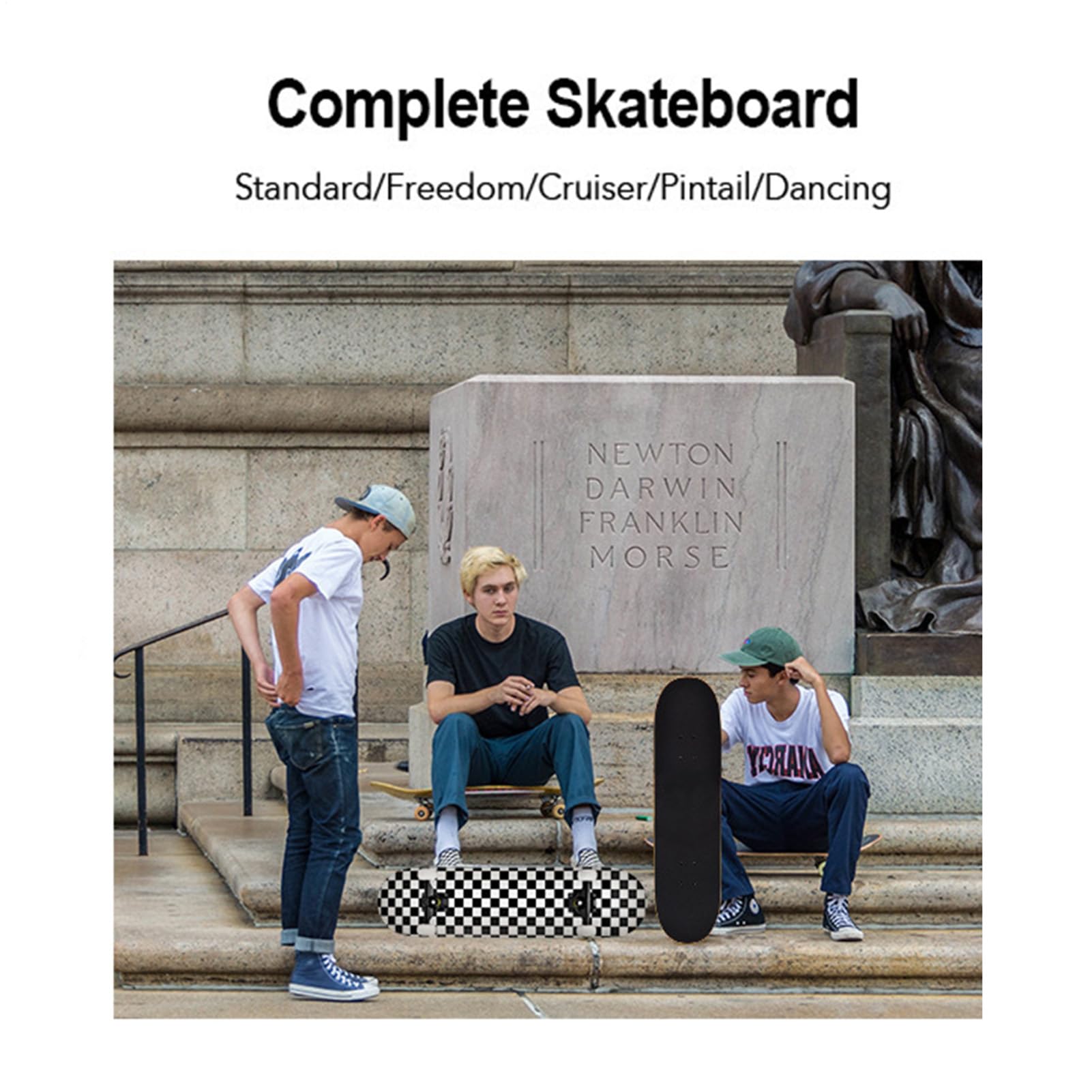Skateboard en érable à 7 de 31 Pouces - Skateboard à Quatre Roues | concave à double kick - Skateboard de route pour adultes - Skates de route pour adultes - Exercice de trucs de parc - Pour