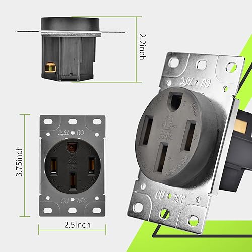 Vista 9 de RVMATE NEMA TT-30R Receptáculo, salida RV de 30 amperios, hoja recta de 125 voltios, reemplazo de potencia de montaje empotrado, 2 polos, 3 cables