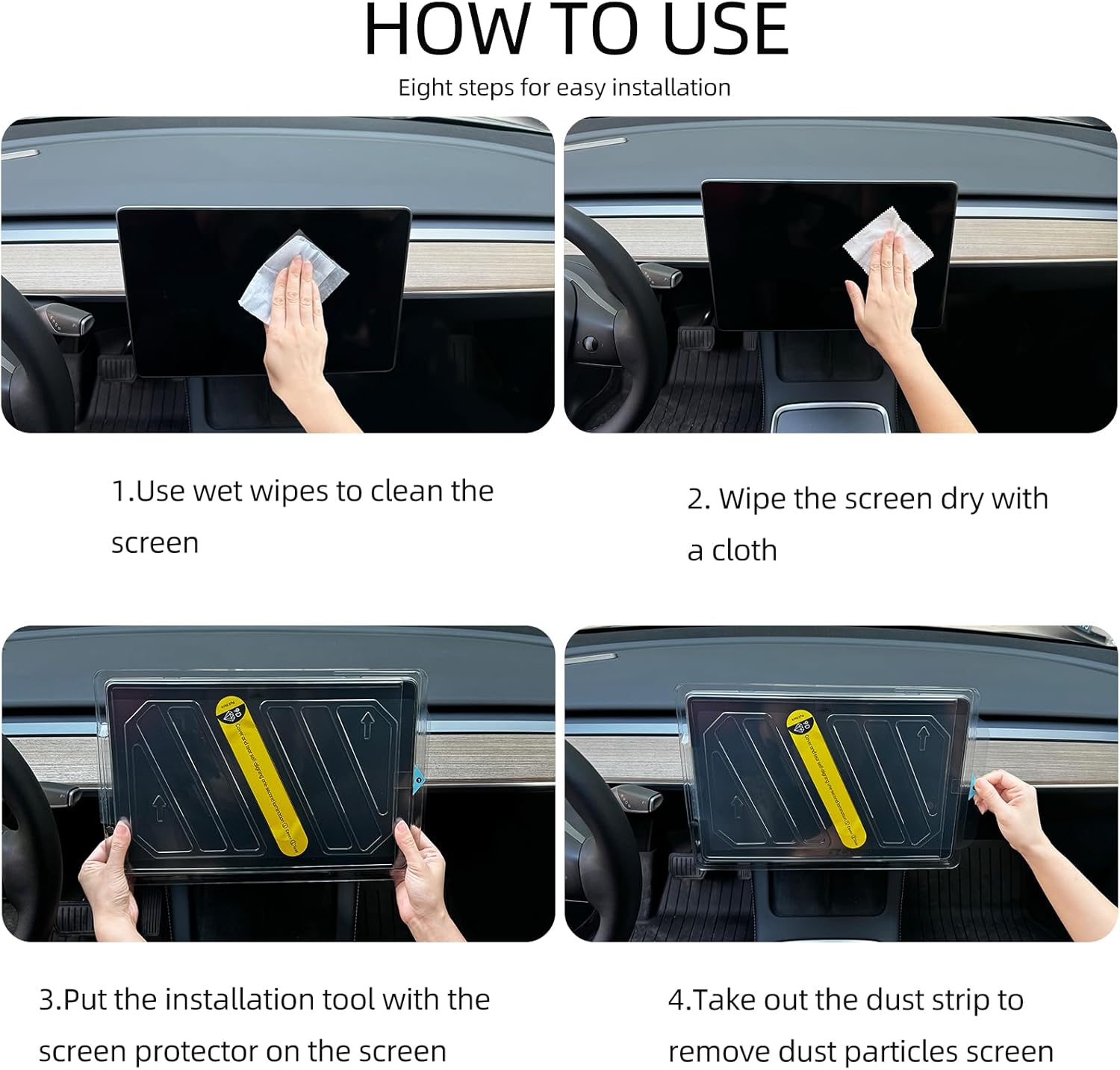 Screen Protector for Tesla Model S 2026-2023 Model X 2026-2023 with Alignment Kit, Front Back Tempered Glass TouchScreen Dashboard Protective 9H Hardness Anti Glare Fingerprint HD Clear