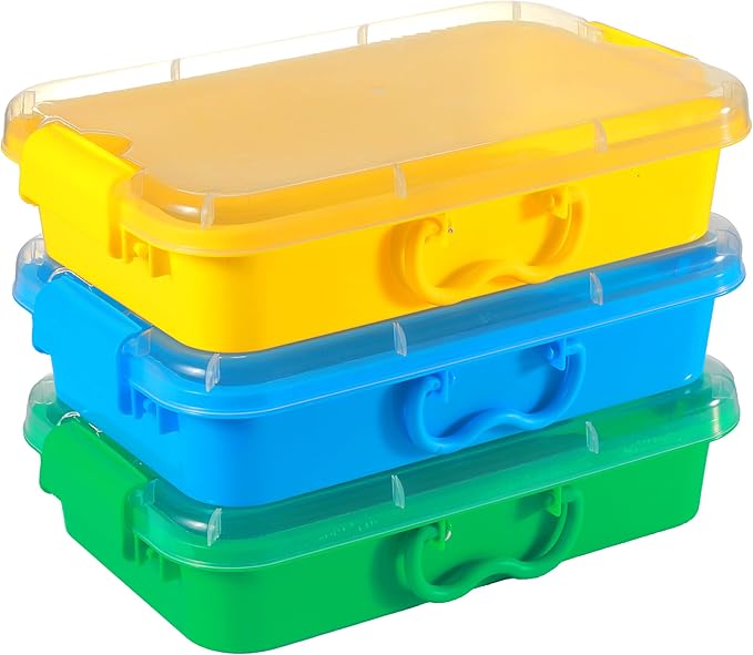 Carolart 3 Pack Storage Bins with Lids, 13.5 Inch Plastic