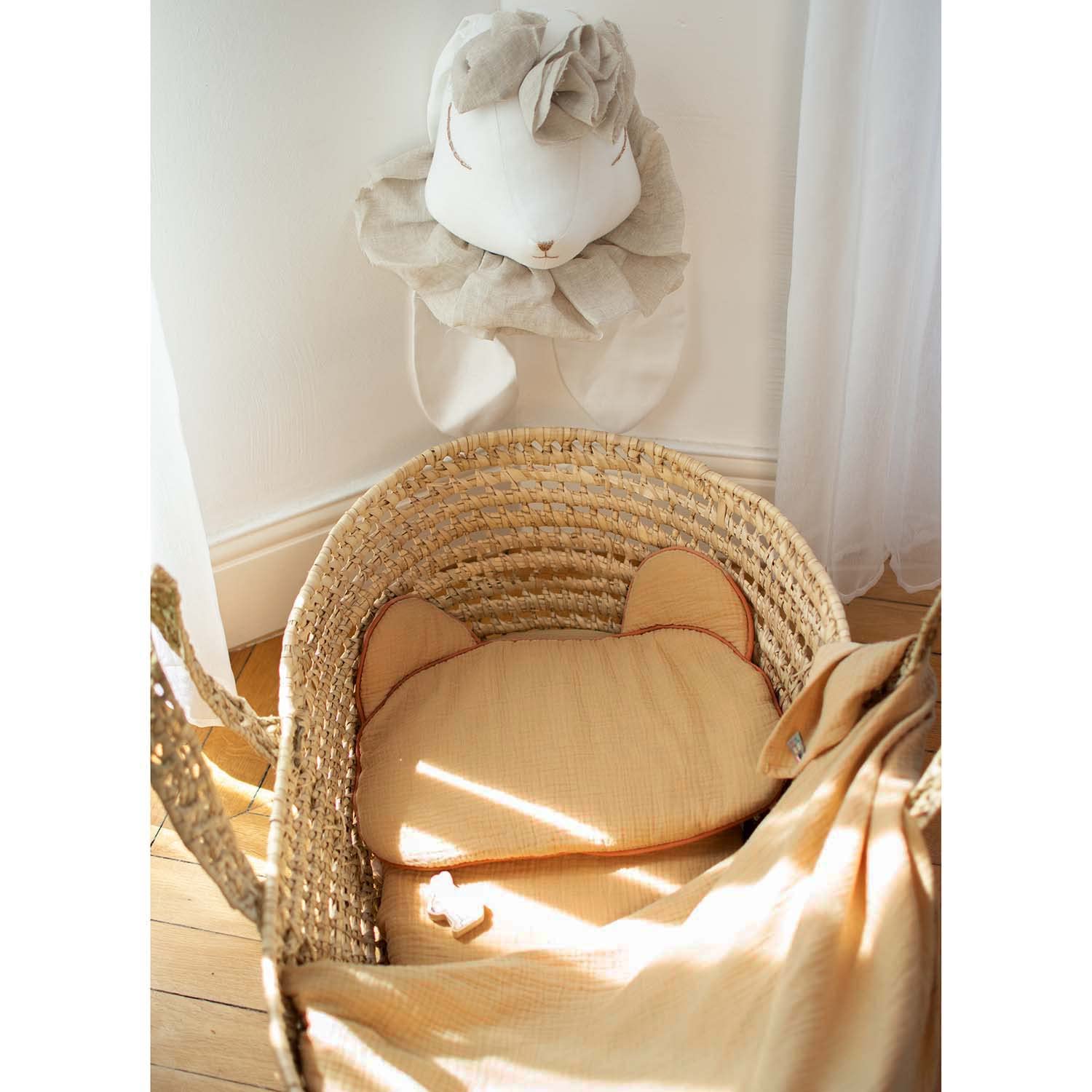 Sevira Kids – Almohada de bebé plana de osito de gasa de algodón, Cojines Infantiles, Almohada Niño, Jeanne Made in France