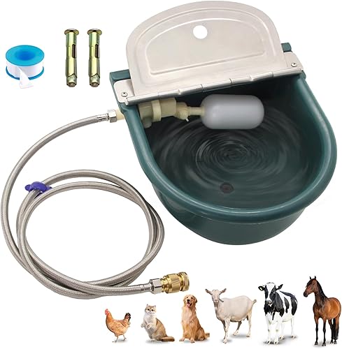 Miniatura 7 de Recipiente de agua automático de plástico para ganado de caballo, ganado, cabra, oveja, perro, cuenco de agua de oveja de grado agrícola (con