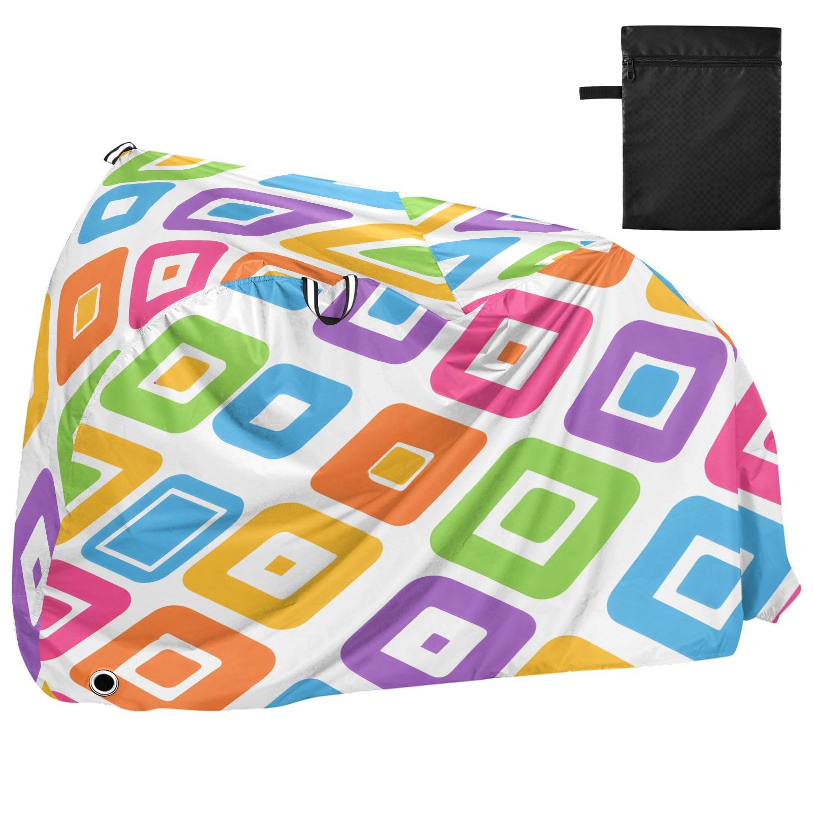 Pokrowiec na rower, wodoodporny, outdoorowy, rowerowy, motorower, wytrzymały, wiatroszczelny, ochrona przed słońcem, do roweru górskiego, szosowego, geometryczny wzór