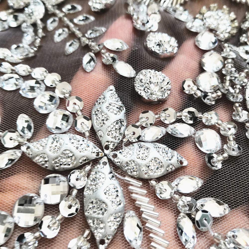 Amazon.com: Noble Pure Handmade Big Beaded Crystal AB Color Patches Sew on  Rhinestones with Stones Sequins Beads Bridal Applique Designs Patches  Sewing for DIY Wedding Dress Trim 38x56cm (Silver) : Arts, Crafts
