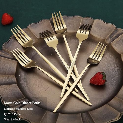 Miniatura 9 de Juego de 6 tenedores de acero inoxidable de 8.4 pulgadas, tenedores de postre, tenedores de mesa, tenedores de ensalada para el hogar, cocina o