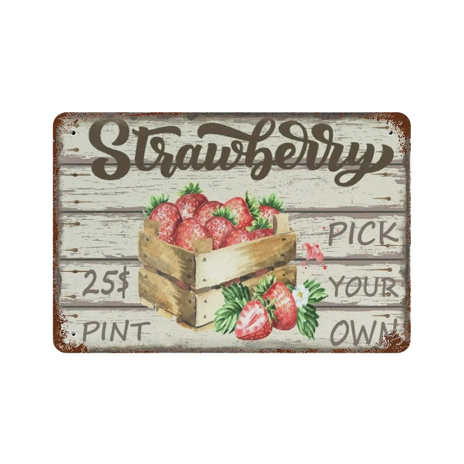 AOOEDM Fresh Strawberries Metal Sign for Home Coffee Garage Wall Decor Vintage Poster Bar Signs for Home Bar Retro Metal Tin Sign