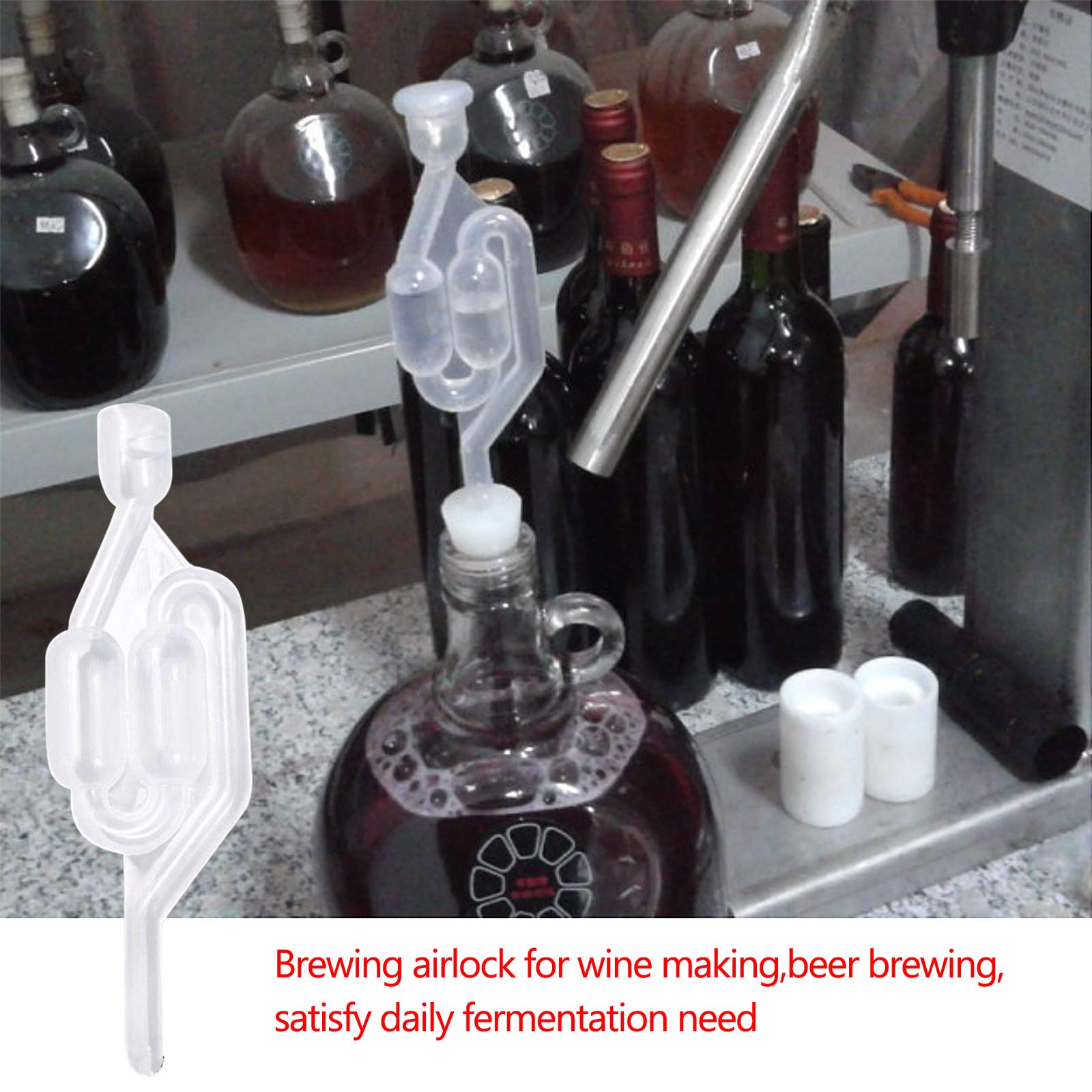 Valvole Di Fermentazione Per Vino Casalingo - Set 4 Pezzi Con Anelli Di Gomma E Coperchi - Foto 9