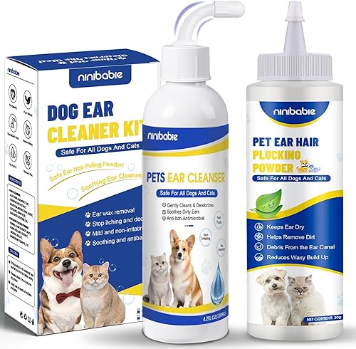 Tratamiento de infección de oído de perro, solución de limpieza de oídos para perros con polvo de oído, lavado de oídos para mascotas, elimina