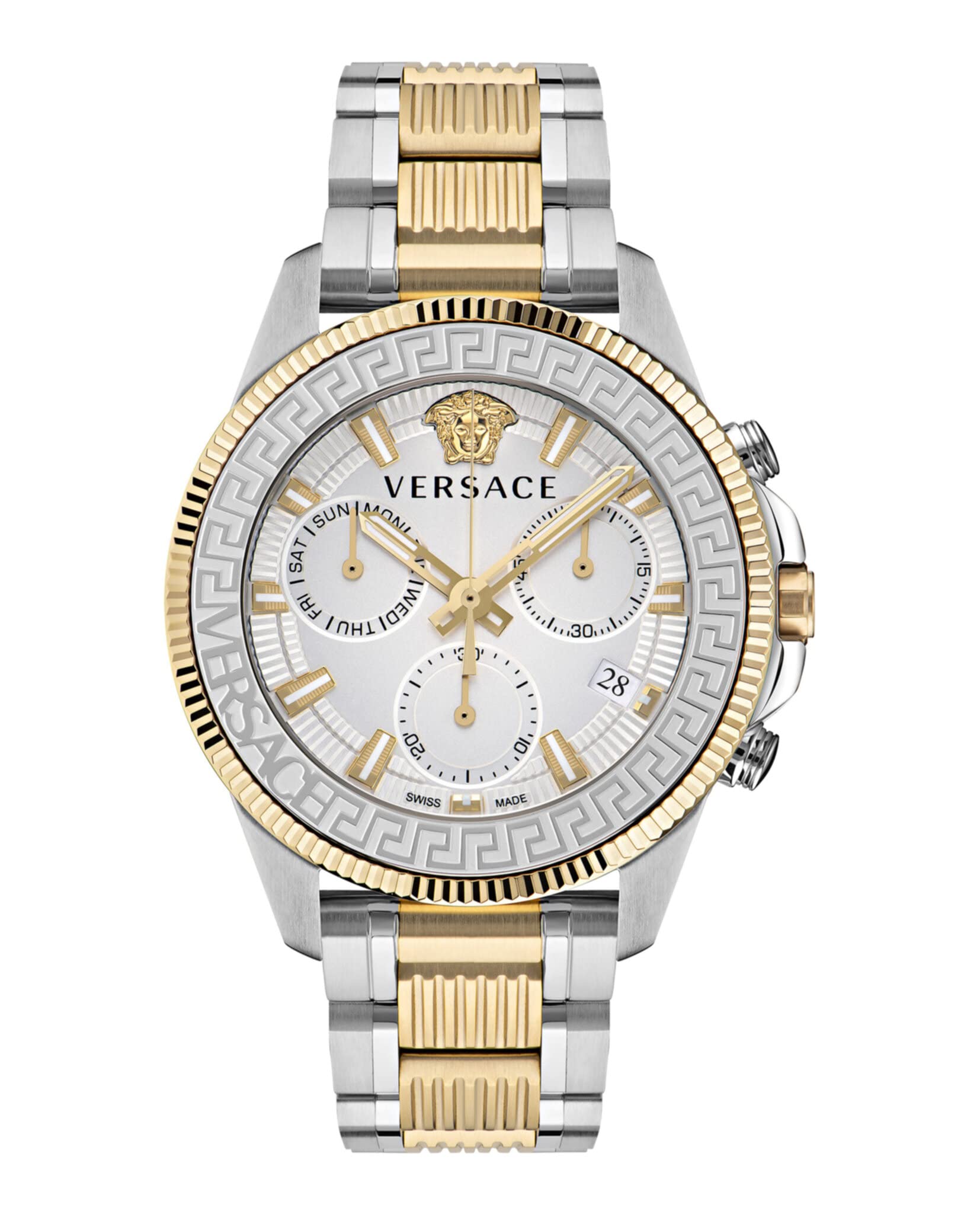 Versace Mens Two Tone 45 mm Greca Action Chrono Bracelet Watch VE3J00522, Two Tone, Greca Action Chrono (B0B7KQW54S) Amazon Price History, Amazon Price Tracker