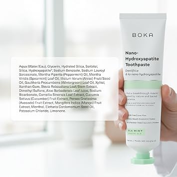 Boka Fluoride Free Nano Hydroxyapatite Toothpaste - Adult & Kids - Appropriate for Sensitive Teeth - No Sulfates & Parabens - Natural Flavors & Vegan - Mild Ela Mint (113g) 3pk