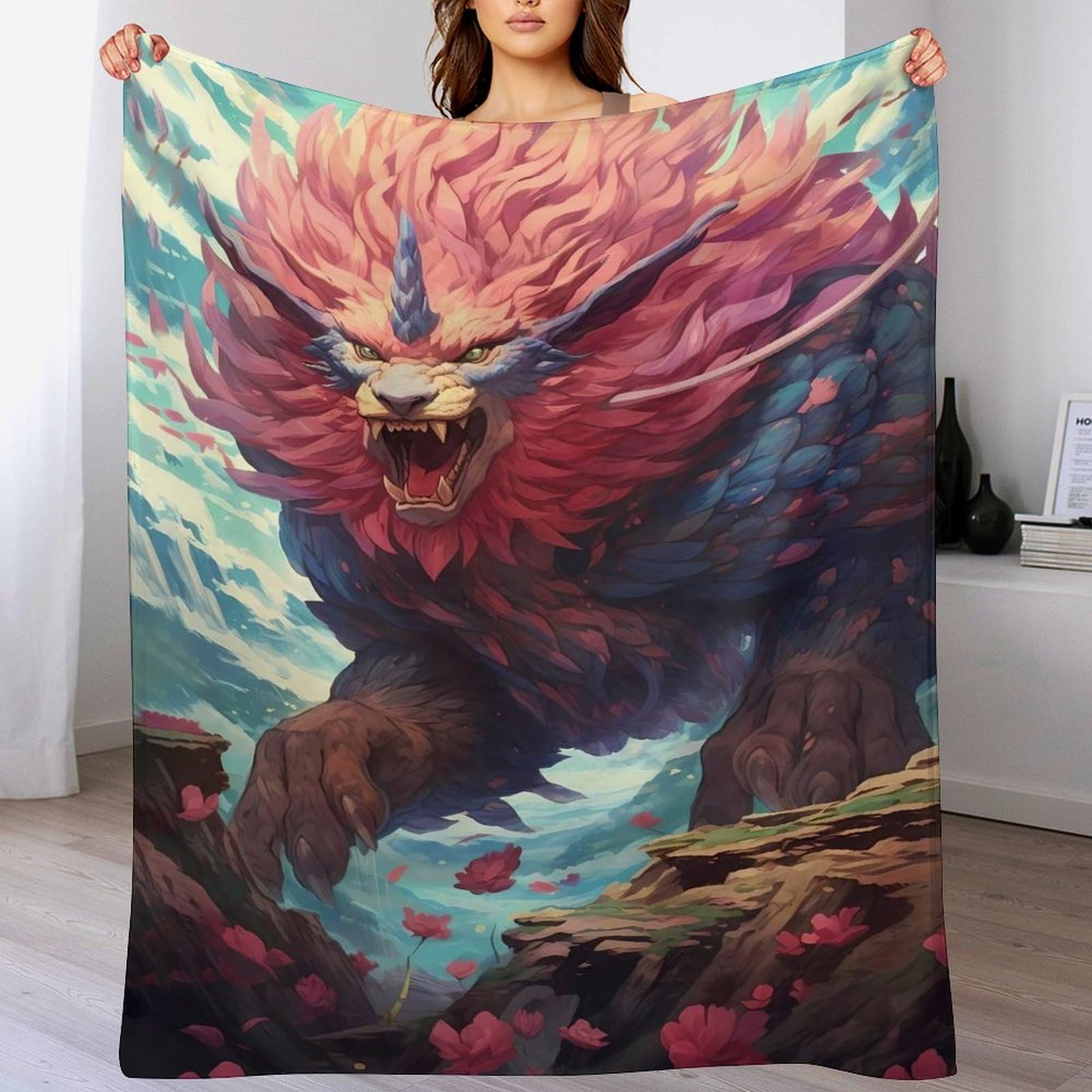 Couverture dragon en peluche souple légère et chaude