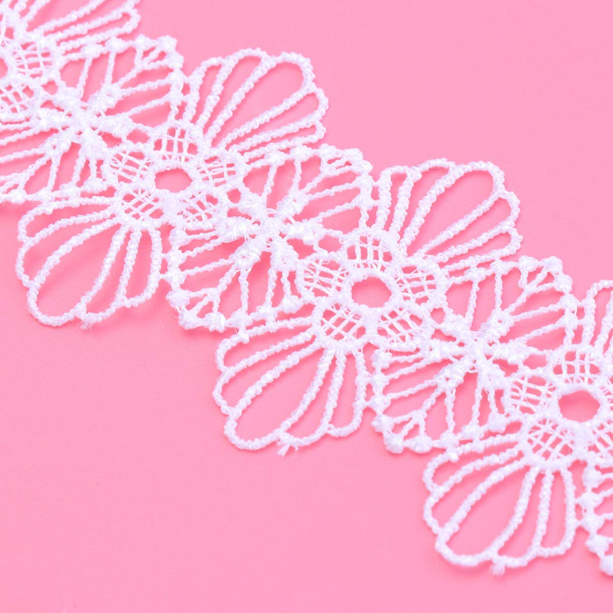 EXCEART 3piezas Cinta De Encaje Hueca Bordada De Yardas Para Decoración De Ropa y Manualidades Cinta De Encaje Blanca Para Adornos De Boda y Proyectos De Costura