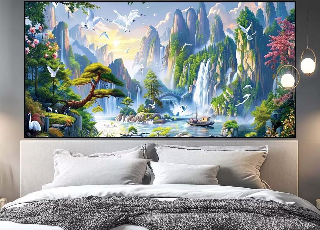 Diamond Painting Groß xxl 150 x 60 cm Fallen Diamant Painting Bilder Erwachsene Malen nach Zahlen Landschaft DIY Voll Square diamond painting zubehör Set für Wohnzimmer und Schlafzimmer Wanddeko D45
