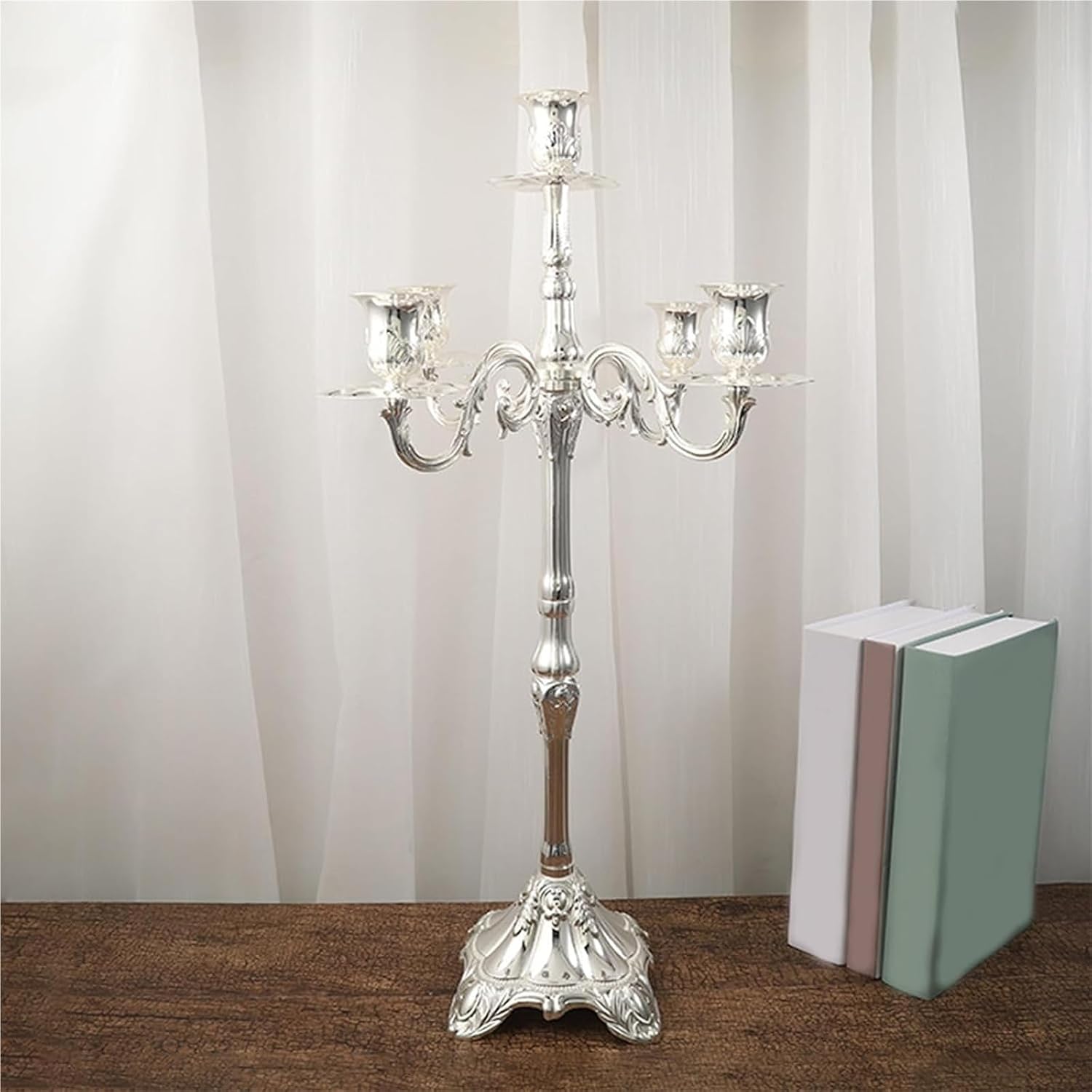 Candelabra - Candle Holder, 5 Arms Candelabra 25.4In Gold Candlestick Holder, for Taper Candles, Candle Holder Stand Table Centerpieces, for Wedding Home Decoration(Brass)