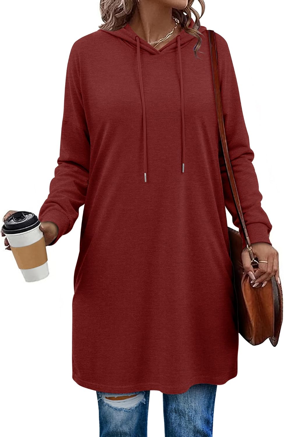 KISSMODA Women's Long Sleeve Tunic Tops with Pockets - Casual Loose Fit Fall Tunics for Leggings S-3XL