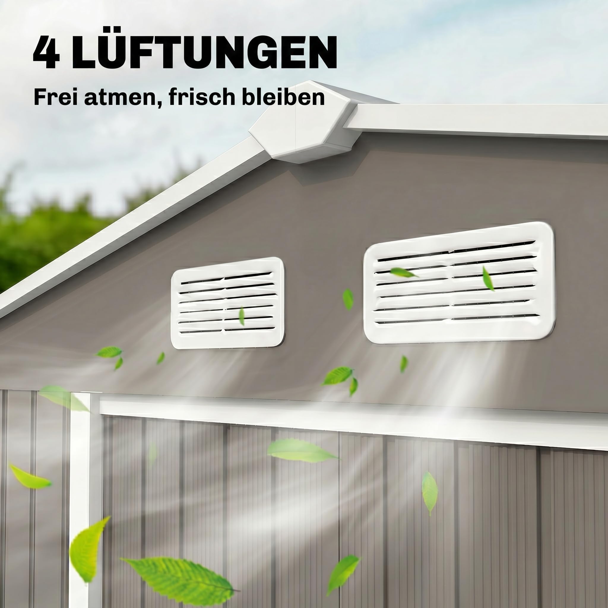 Outsunny Gerätehaus mit Fundament Metall Grau 277 x 195 x 192 cm