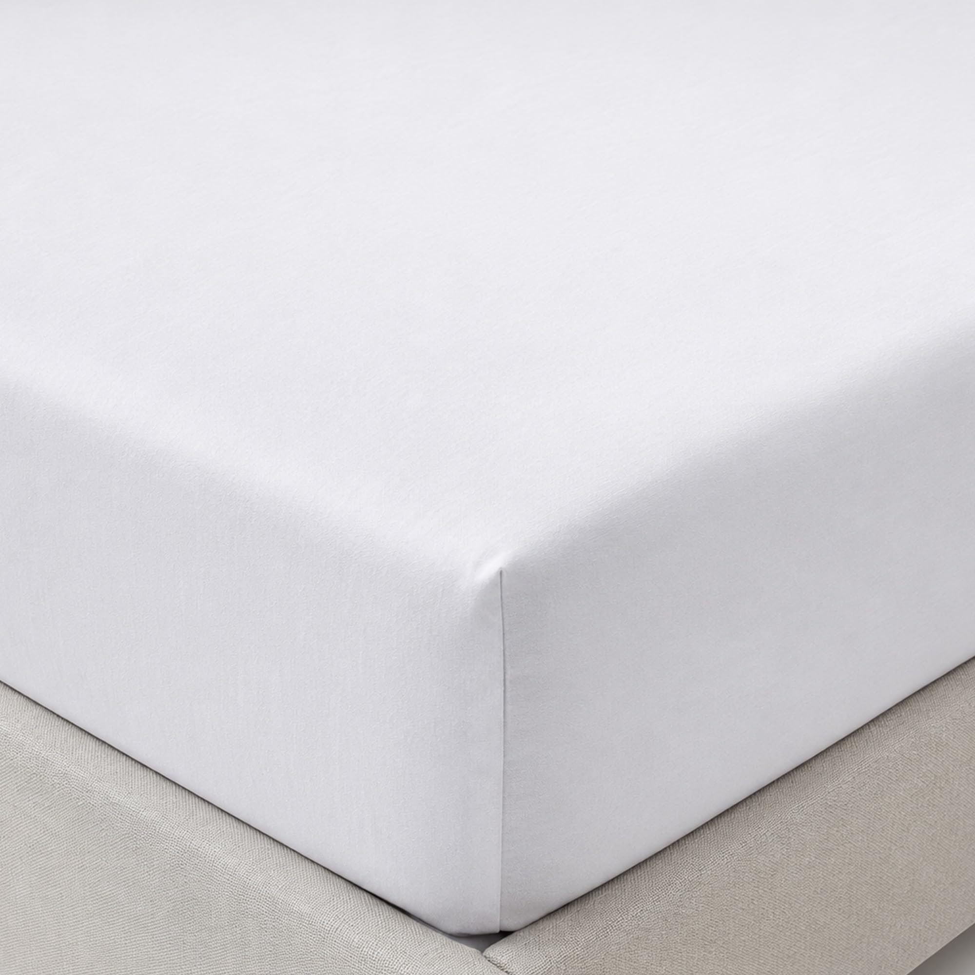 Portfolio Home Percale White Double Fitted Sheet Extra Deep Pocket 16"/40cm Polycotton Easy Care Bed Linen Bedding
