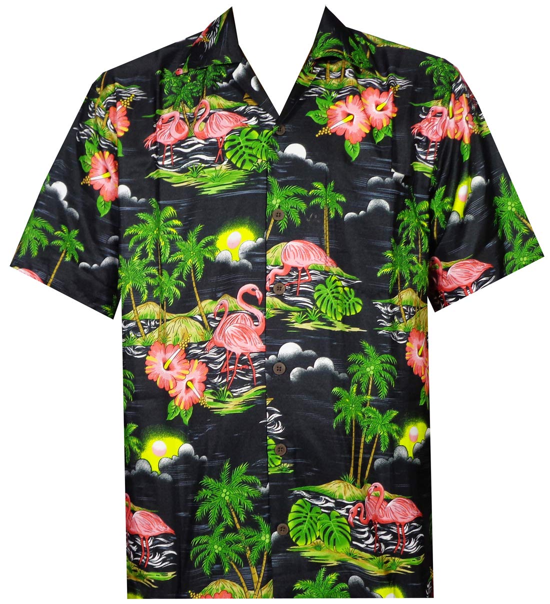 ALVISHALVISH Pink Flamingo Hawaiian Shirts for Mens Beach Wear Aloha Party Casual Camp Button Down Short Sleeve Cruise