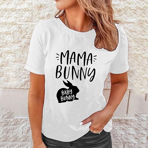 Miniatura 3 de Camisetas de Pascua para mujer, camisa de Pascua para mujer, camiseta divertida de conejo, camiseta gráfica de conejo, camiseta casual de manga