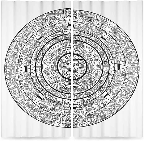 Amazon Co Jp Mesoamerican Decor ウィンドウカーテン ブラックアウト マヤ カレンダー イラスト 正確なアンティーク調 占星術 アステカ 幾何学模様 インディジェナス 窓用ドレープ 2パネルセット リビングルーム 寝室用 2パネルセット 28w X 文房具 オフィス用品