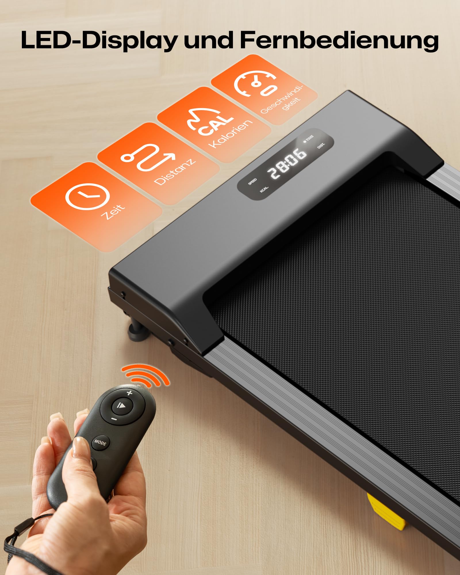 UREVO Walking Pad mit 9% Steigung, leises Laufband Schreibtisch mit Sechs-Punkt-Stoßdämpfung, ‎2,5 Pferdestärken Laufband für Zuhause/Büro, Fernbedienung, Keine Montage Erforderlich