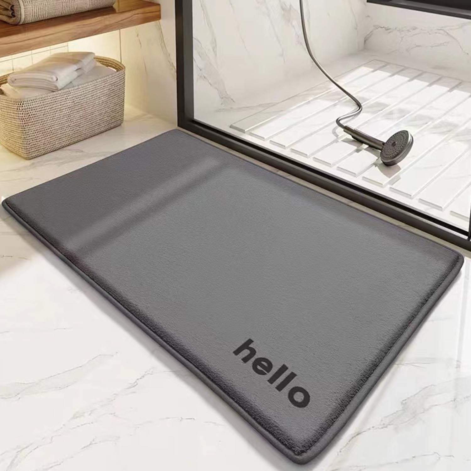 Memory Foam Bath Mat Rug, Ultra Soft and Non-Slip Bathroom Rugs, Machine Wash Bathroom Mat, Thick Bath Rug Carpet for Bathroom Floor, Tub and Shower, 17.7" X 25.6" (Grey)