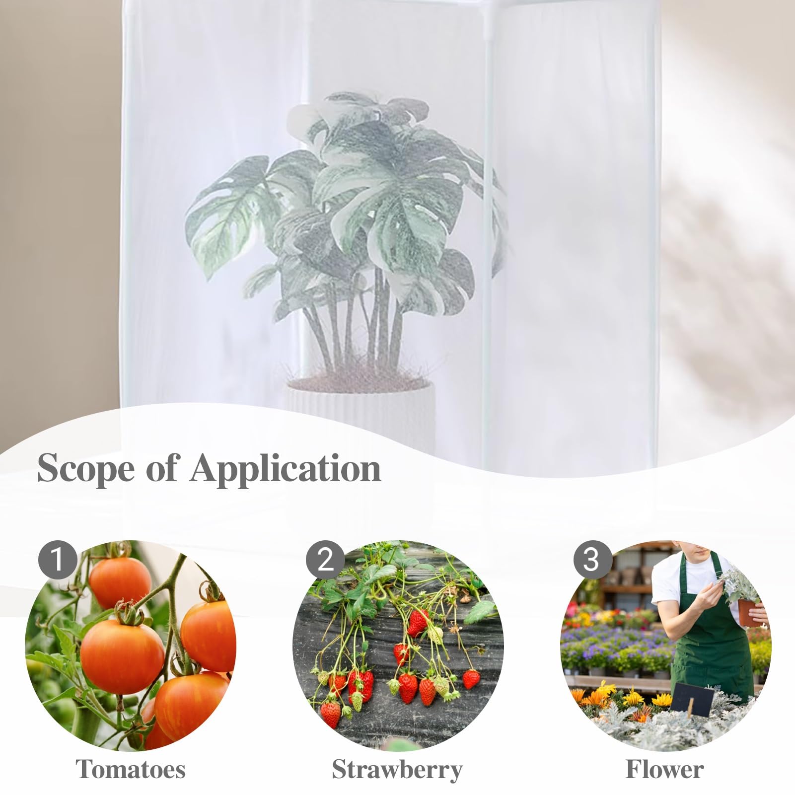 Rete Anti Insetti Reti da Giardino Barriera Antiparassitaria Sacchi per Copertura Piante, Tenda di Protezione Piante Gabbia Raccolto per Fiori, Copertura Letto Recinto Pomodori(LxWxH 65X45X45CM)
