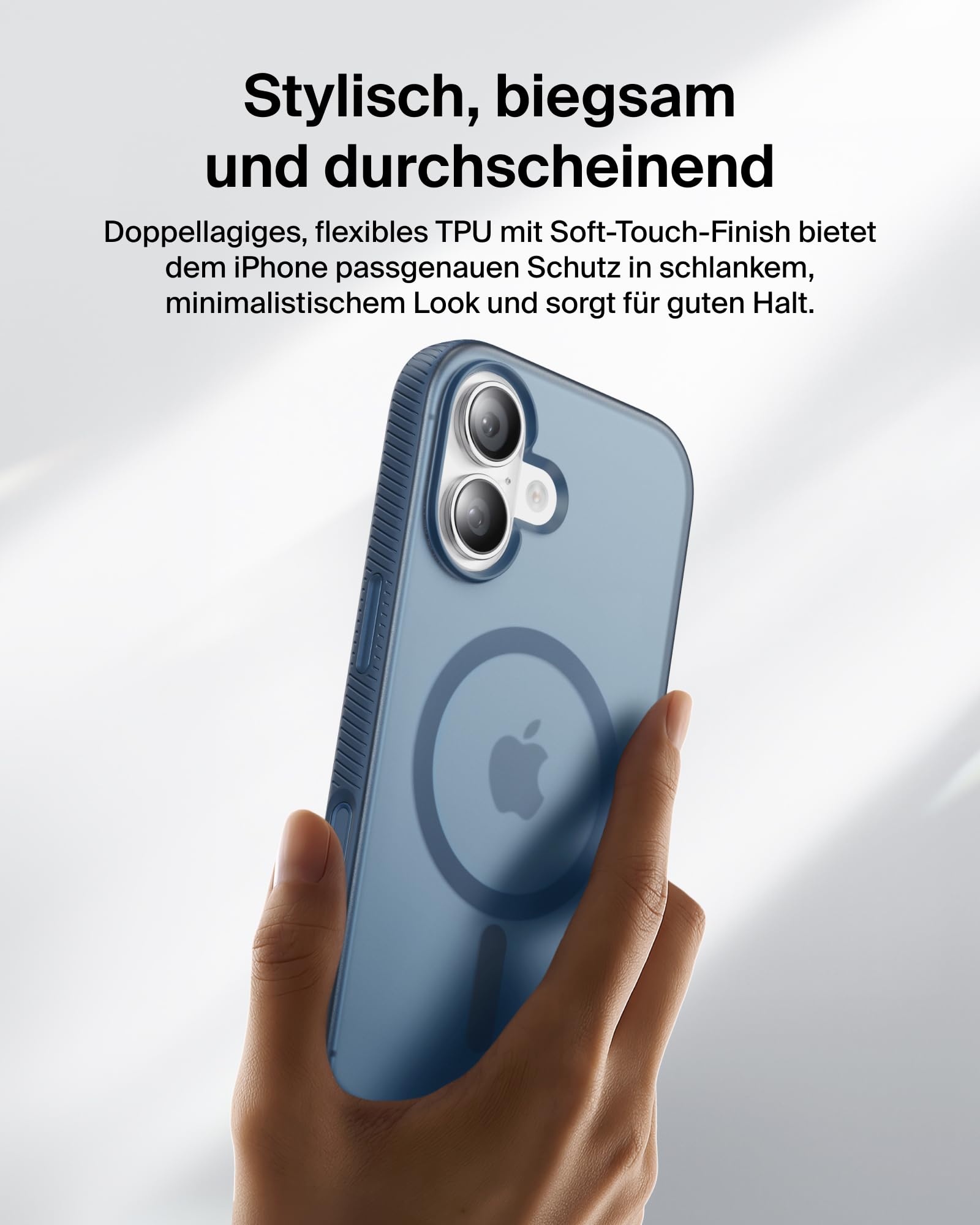 Belkin SheerForce Grip iPhone 17 Hülle MagSafe Kompatible Handyhülle mit Rutschfesten Rändern, iPhone Schutzhülle, Magnetisch, Transparent, Dünn und Stoßfest – Blau