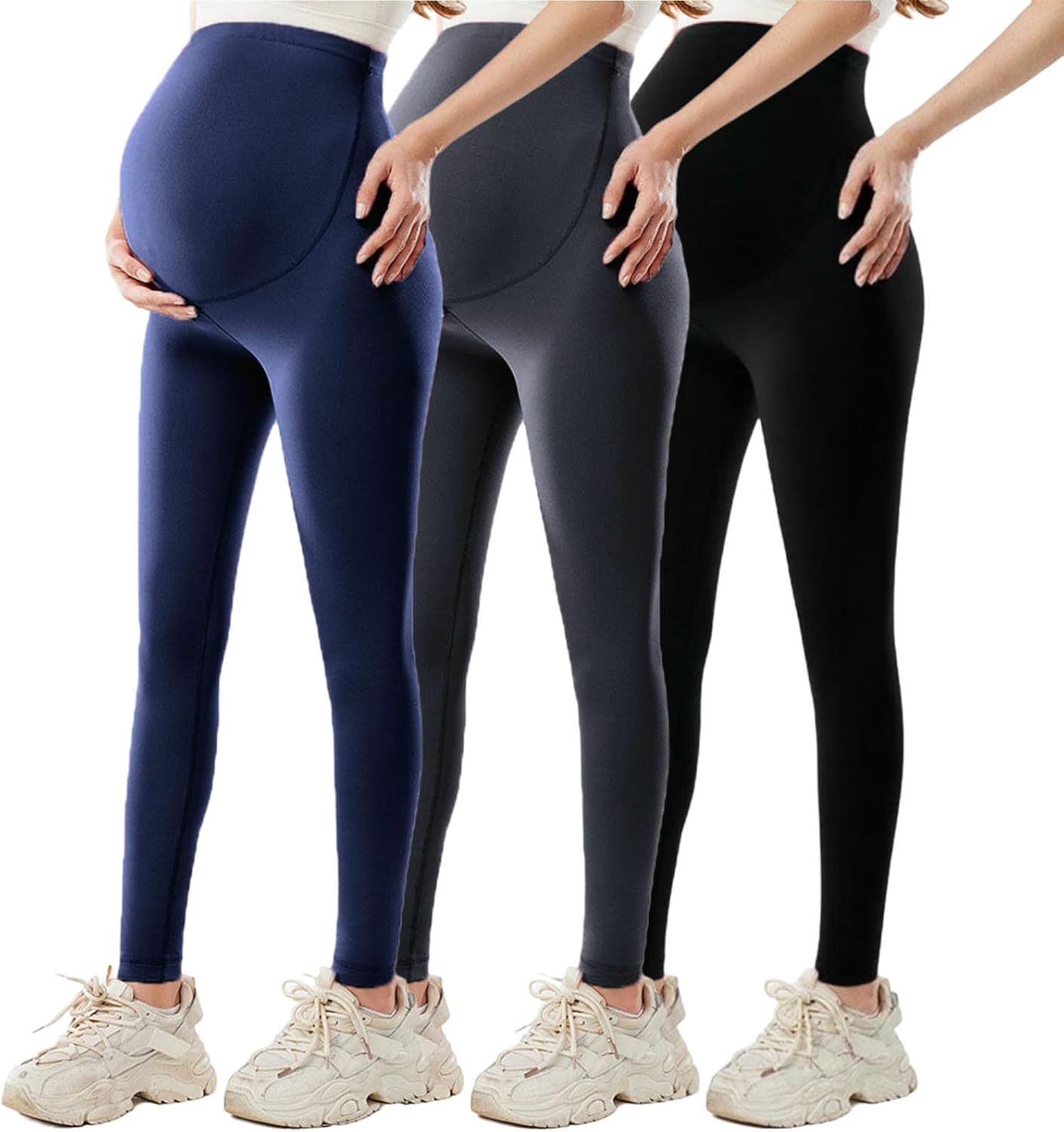 3 Pcs Maternity Leggings Women Stretchy Workout Belly Pregnancy Activewear Casual Skinny Soft Yoga Tight Pant