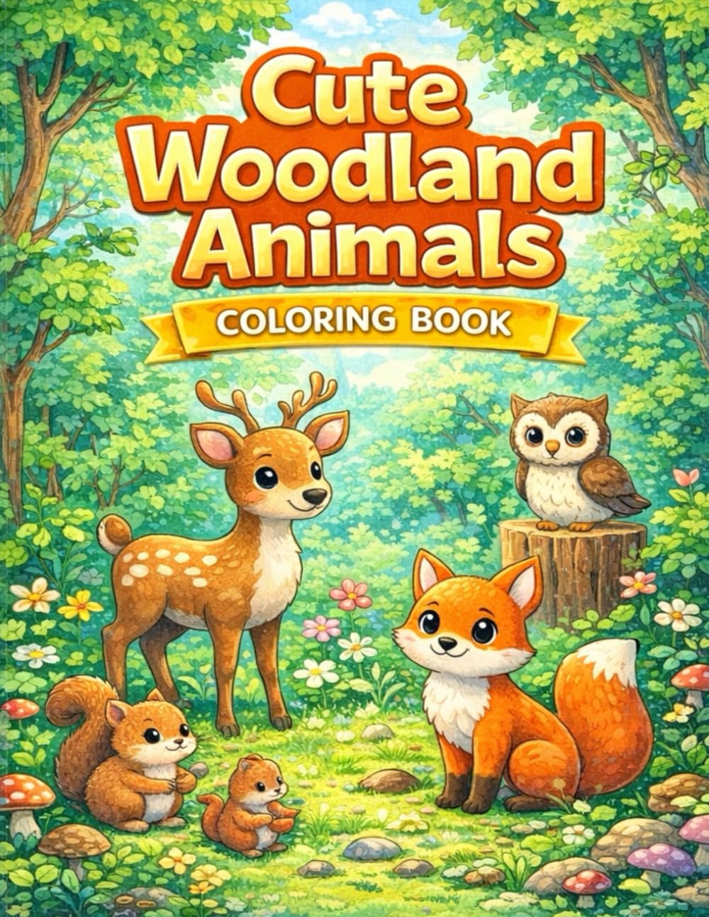 Cute Woodland Animals Coloring Book: Fun and Easy Forest Animal Coloring Pages for Kids Ages 4–6
