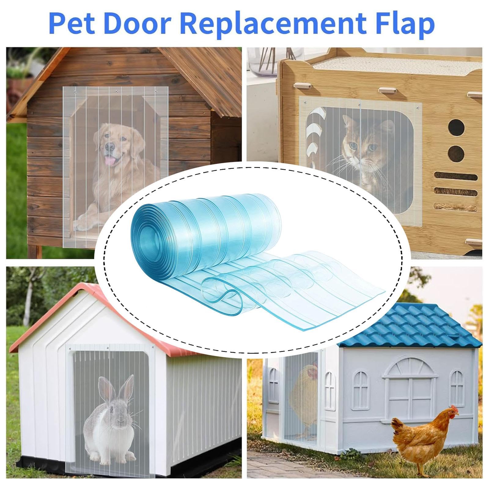 Tenda per Porta in PVC, Porta per Cani, per Animali Domestici, Supporto per Porte Fai da Te per Cani o Gatti, Ricambio Invernale, Lunghezza 2 m, Blu
