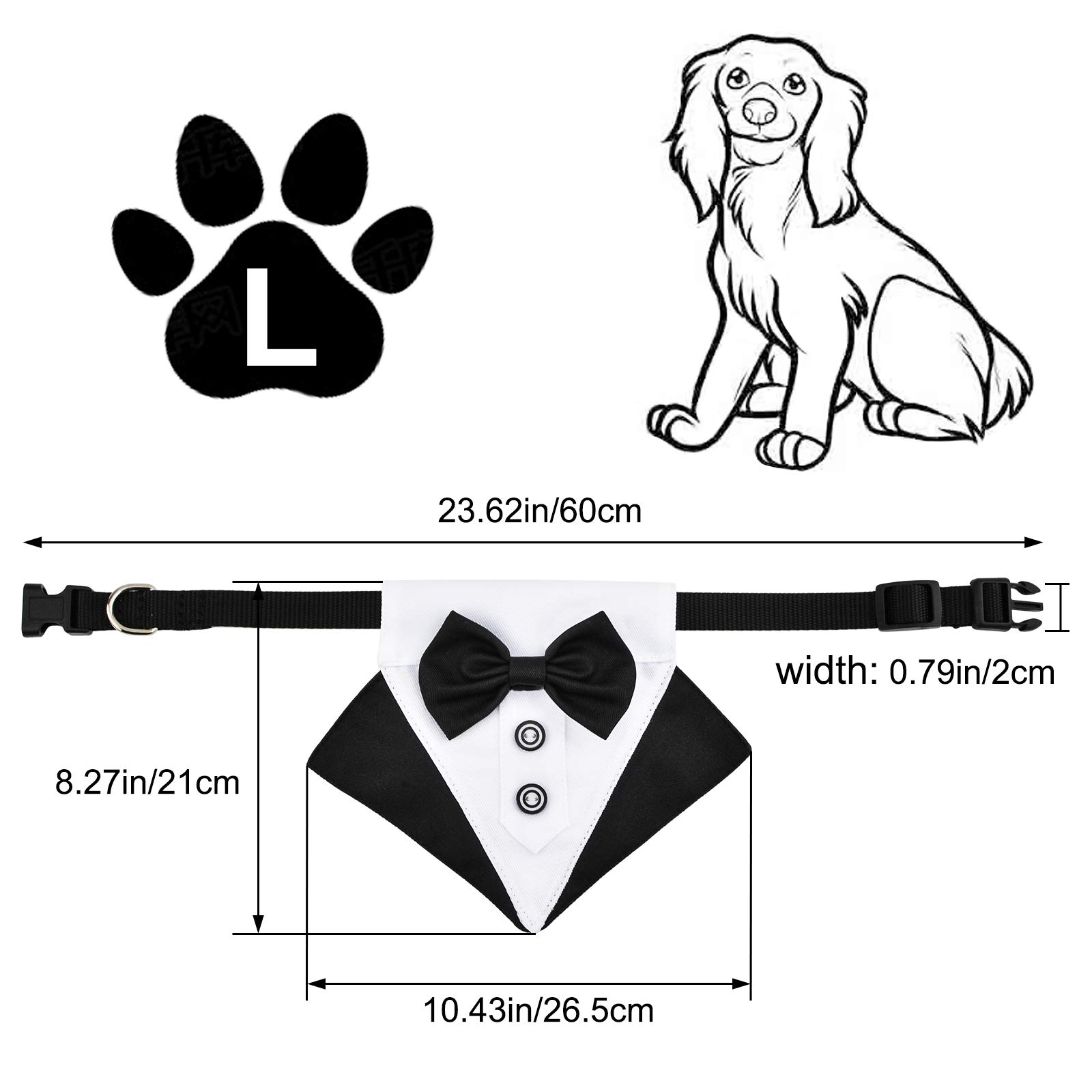 WANDIC Hond Bandana Stijlvol Tuxedo Design Met D-ring Voor