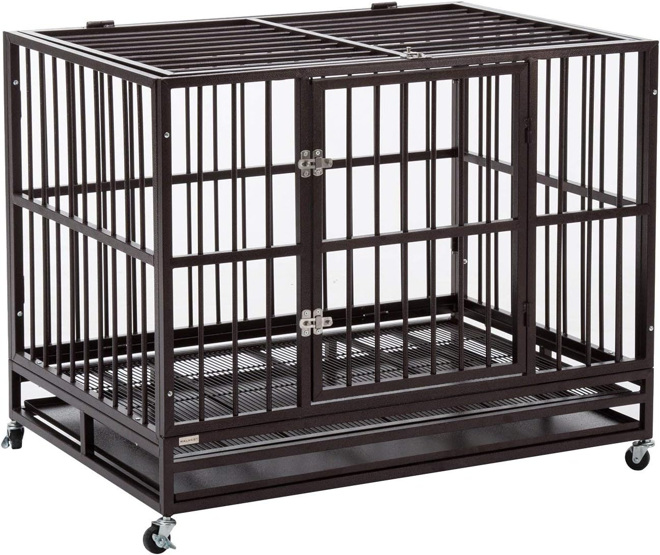 Walnest 42 Inch Heavy Duty Indestructible Dog Crate, Extra Large Crate Indoor for Large Dog with Removable Tray Lockable Wheels