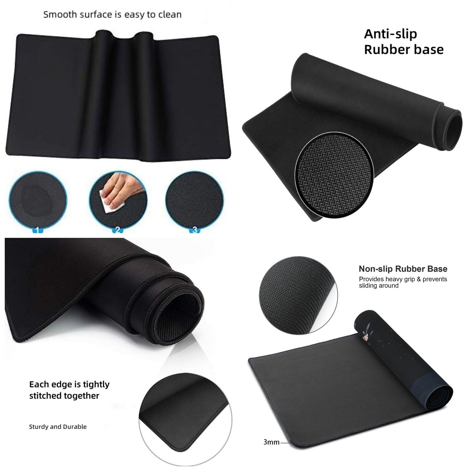 Tappetino Mouse XXL Fiori & Luna, 100 x 50 cm Tappetino da Scrivania G434 | Tappetino per Mouse, Base in Gomma Antiscivolo, Superficie Impermeabile, Bordi Cuciti, Tappetino Scrivania per Ufficio, Gioco