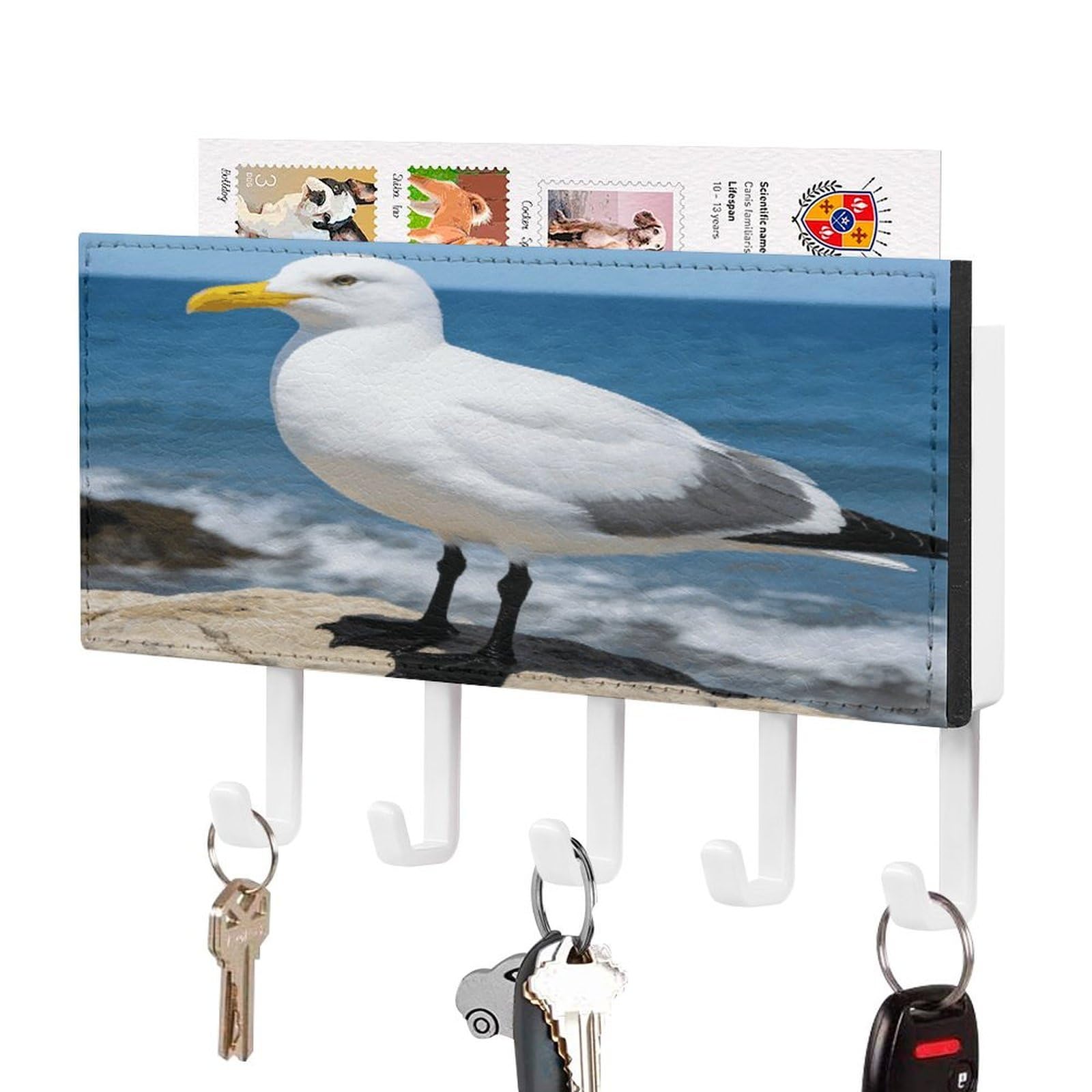 MUSM Seagull Key Holder for Wall,Mail Organizer Wall Mount with 5 Hooks,Easy Installation Key Rack for Home Decor, Hallway, Entryway, Appartment