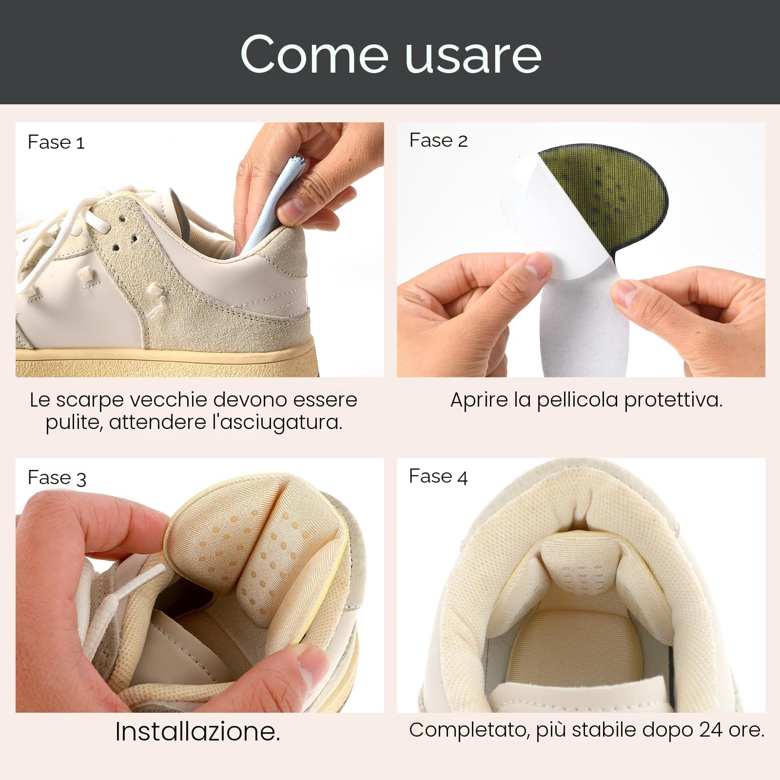 Confezione Da 4 Cuscinetti Antiscivolo per Il Tallone Cuscinetti Autoadesivi Cuscinetti per I Piedi Scarpe Riparazione Del Tallone per Scarpe E Stivali Troppo Grandi Riempitivo per Scarpe Cuscinetti