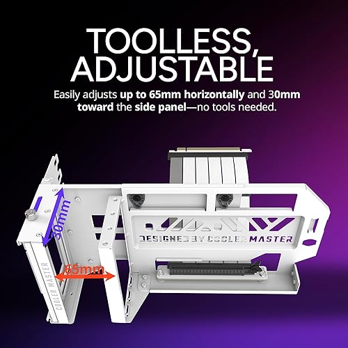 Miniatura 5 de Cooler Master Kit Vertical para Soporte de Tarjeta GPU V3 Blanco, para Placas Madre PCIe 4.0 5.0, GPUs RTX 5090 RX 9070 XT, Carcasa de ABS, 165mm de