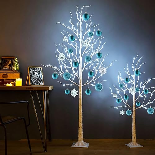 Miniatura 3 de Árbol de abedul iluminado, 48 luces LED de abedul para interiores y exteriores, luz de árbol de ramita artificial de 9 modos, temporizador para