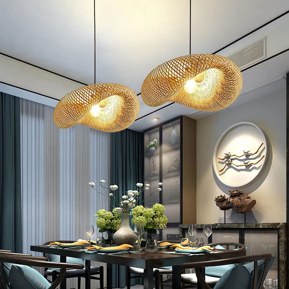 CHENKUI Lámpara De Araña Moderna Estilo Geometría 1 Luz, Lámpara Colgante De Techo De Ratán Tejido Accesorios De Iluminación De Decoración Tejida De Nido De Pájaro De Mimbre para Cafetería, Bar