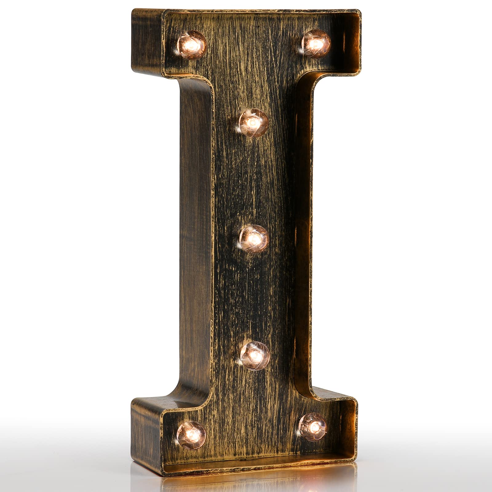 Vintage Light Up Marquee Letters with Lights – Illuminated Industrial Style Lighted Alphabet Letter Signs - Coffee Bar Apartment Bedroom Wall Home Initials Decor - I