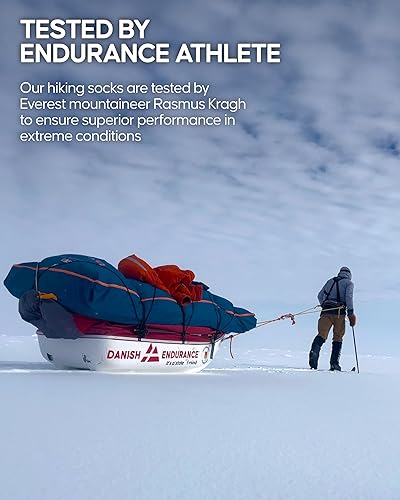Miniatura 6 de DANISH ENDURANCE Calcetines de Senderismo de Lana Merino Tipo Crew para Hombres y Mujeres, Acolchados Anti-Ampollas, Transpirables - 3 Pares