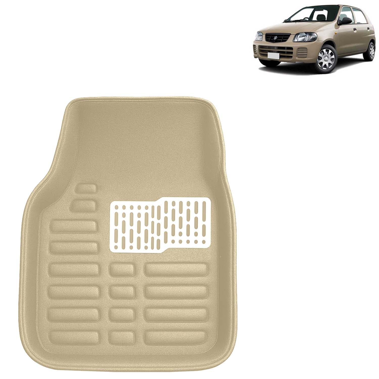 Kingsway Maruti Suzuki Alto Car Mat 4D, Only Compatible with Year 2000 to 2012 All Model, Complete Set of 5 Pcs Car Floor Mats, Premium Car Accessories, Tray Shape PVC 4D Foot Mats, Washable, Beige