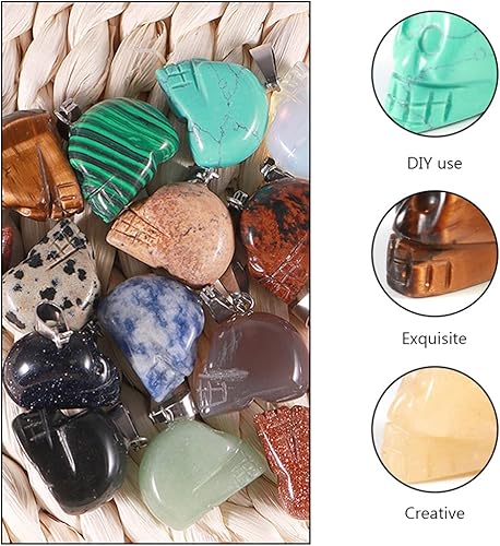 Miniatura 7 de generic Dijes de cabeza de calavera, cuentas de cristal curativo para chakras de cuarzo para bricolaje, joyería, accesorios, pulsera, collar, 8