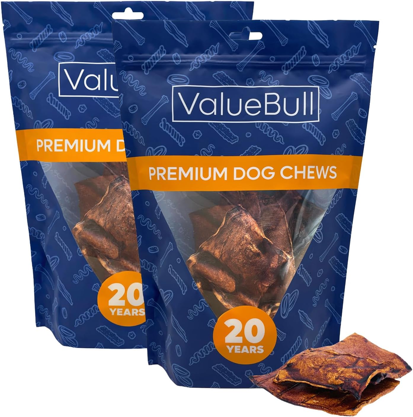 ValueBull USA Rawhide Chips, Natural Beef Flavor, 2 Pound - Natural & Safe, USA Beef Hide, Long Lasting, Chemical Free, No Artificial Flavors