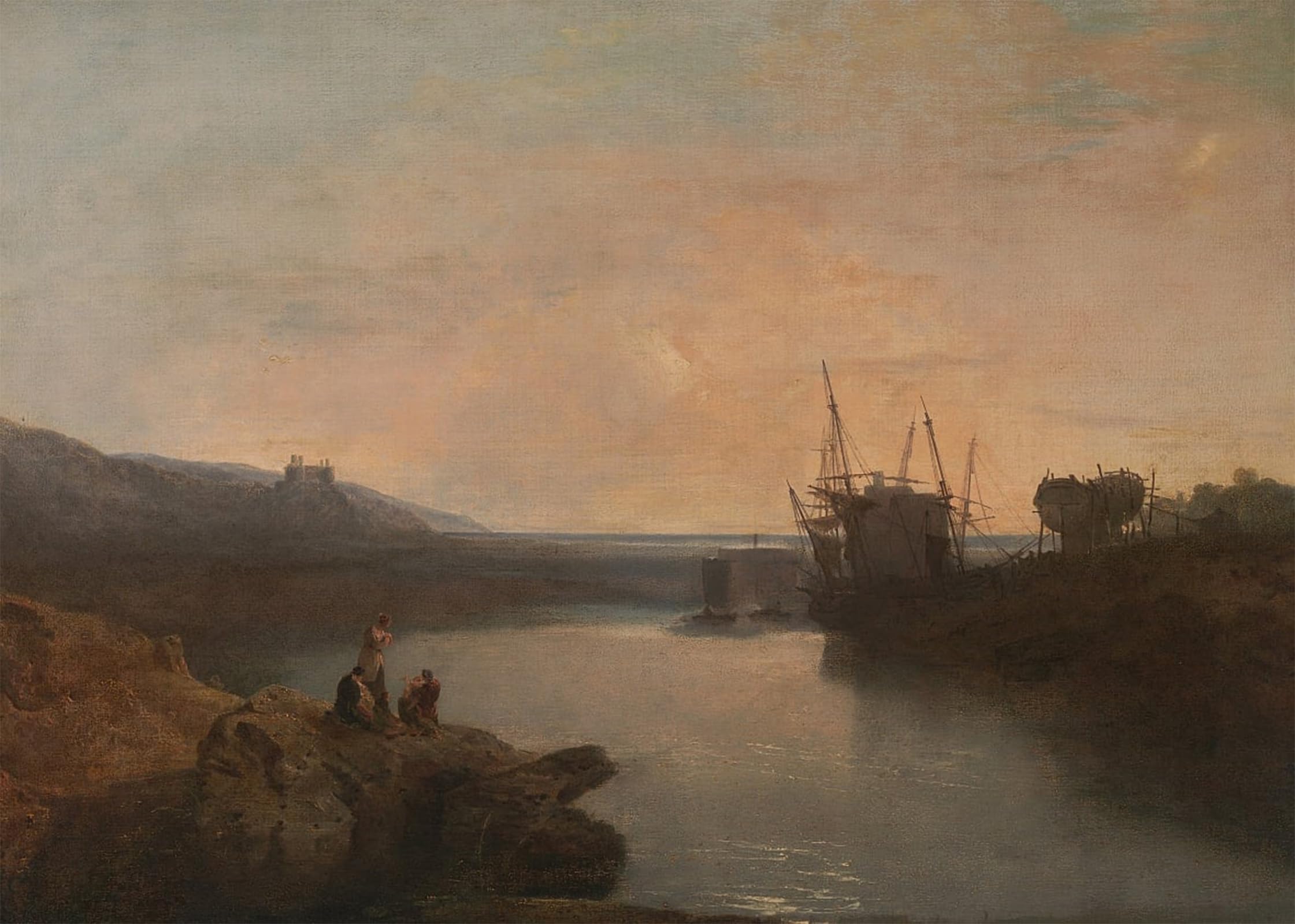 ARTXLXXBN Famous Print Painting Colorful Art Print Harlech Castle From Twgwyn Ferry Summers Evening Twilight by Mallord William Turner Canvas Art Decorations for Home Decor 60x90cm